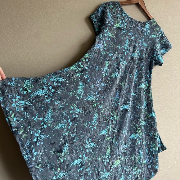 Graffiti Samos Batik Tunic Dress | Abstract Print One Size Flowy Coastal Artsy - Picture 1 of 10